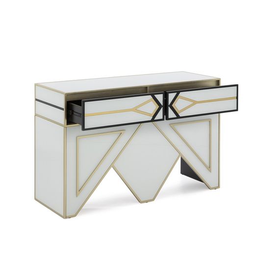 Console en verre et métal, 120x45x80cm