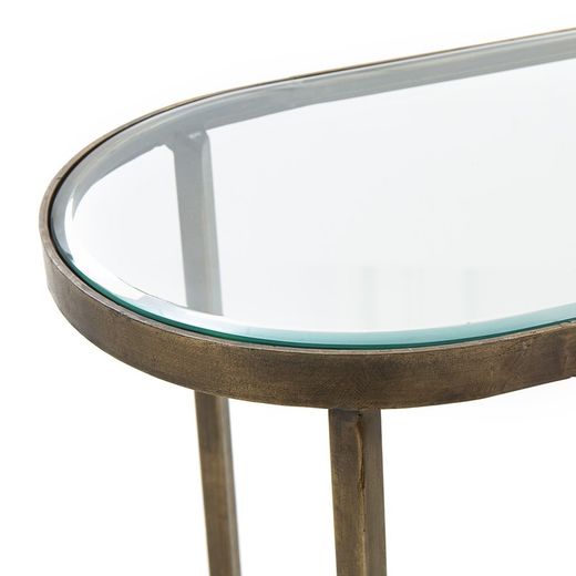 Konsola szklana, biały marmur i metal, 122x39x76 cm