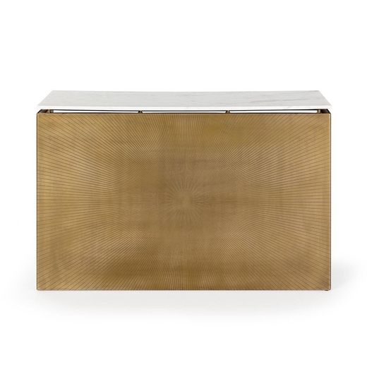 Console en marbre doré/blanc et fer, 122 x 40 x 85 cm