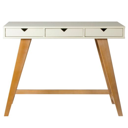 Console en bois blanc et structure en pin, 101 x 37 x 77 cm