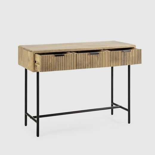 Console en manguier et métal naturel et noir, 100 x 38 x 76 cm | monde
