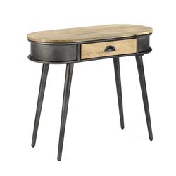 Mangoträ- och metallkonsol i natur och svart, 90 x 38 x 76 cm | Delhi