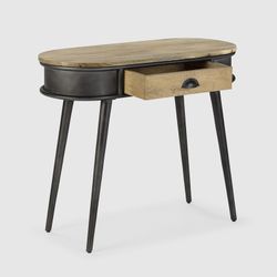 Mangoträ- och metallkonsol i natur och svart, 90 x 38 x 76 cm | Delhi