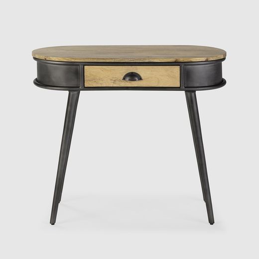 Mangoträ- och metallkonsol i natur och svart, 90 x 38 x 76 cm | Delhi