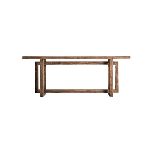 Consola de madera de olmo en marrón, 200 x 40 x 75 cm | Norvik