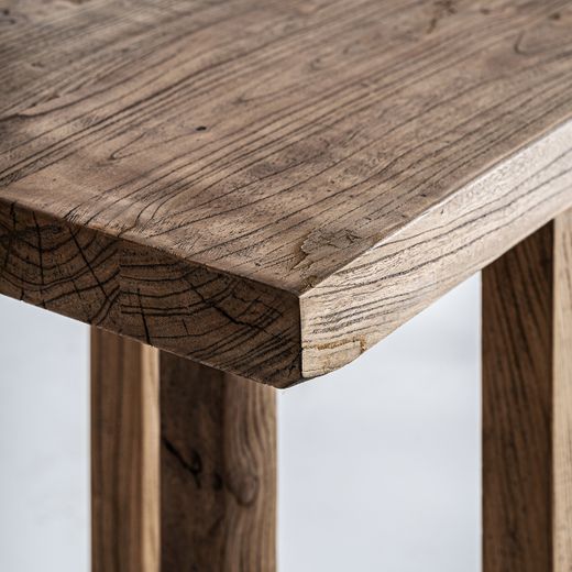 Consola de madera de olmo en marrón, 200 x 40 x 75 cm | Norvik