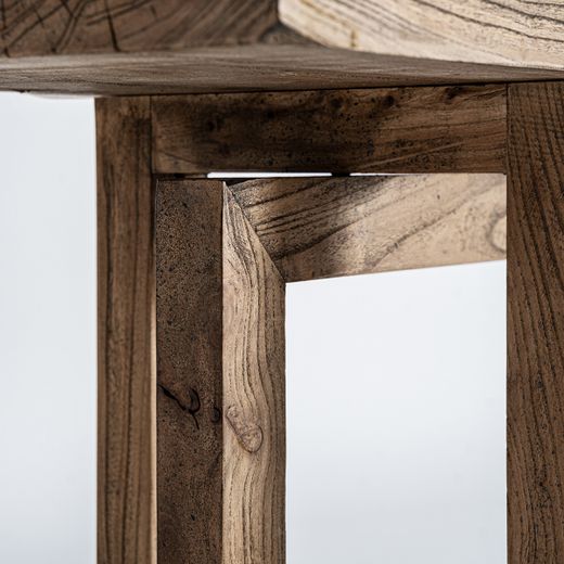 Consola de madera de olmo en marrón, 200 x 40 x 75 cm | Norvik
