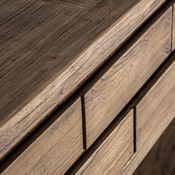 Consola de madera de olmo en marrón, 220 x 45 x 80 cm | Norvik