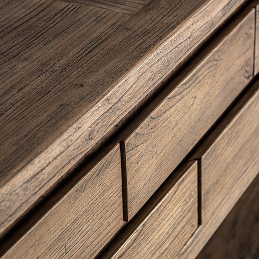Consola de madera de olmo en marrón, 220 x 45 x 80 cm | Norvik