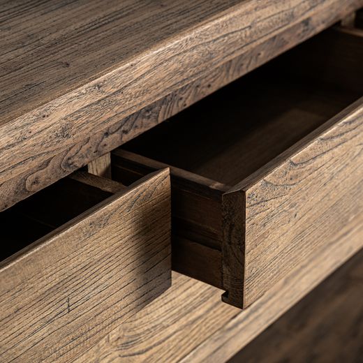 Consola de madera de olmo en marrón, 220 x 45 x 80 cm | Norvik