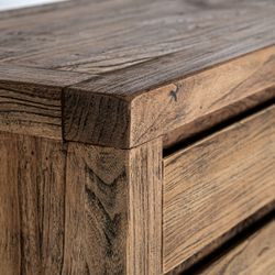 Consola de madera de olmo en marrón, 220 x 45 x 80 cm | Norvik