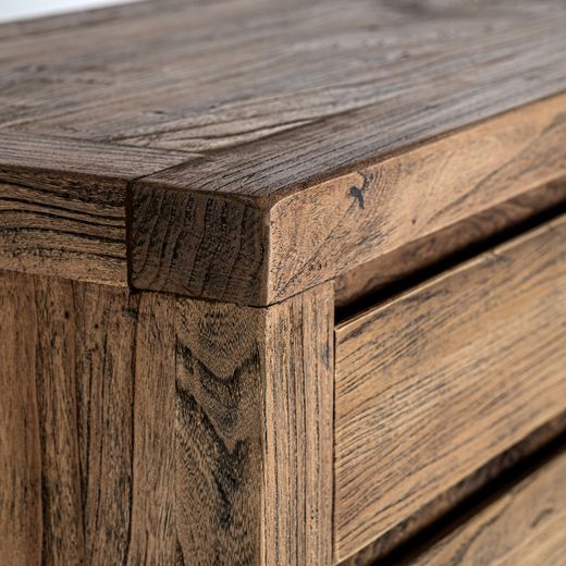 Consola de madera de olmo en marrón, 220 x 45 x 80 cm | Norvik