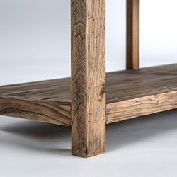 Consola de madera de olmo en marrón, 220 x 45 x 80 cm | Norvik