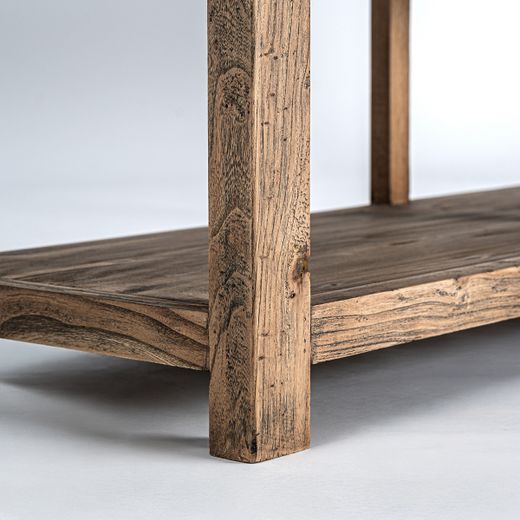Consola de madera de olmo en marrón, 220 x 45 x 80 cm | Norvik