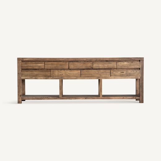 Consola de madera de olmo en marrón, 220 x 45 x 80 cm | Norvik