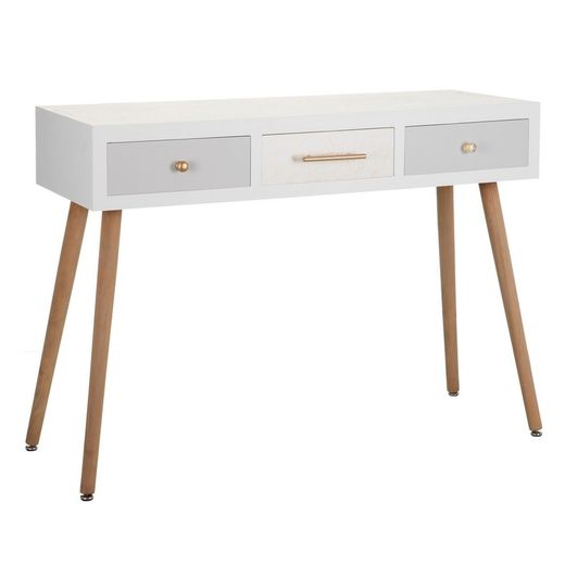 Table console en bois de paulownia blanc et gris, 107 x 40 x 78,5 cm | Margot
