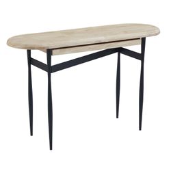 Consolle in legno di rovere e metallo naturale e nero, 120 x 40 x 80 cm | muschio