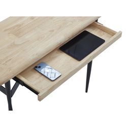 Consolle in legno di rovere e metallo naturale e nero, 120 x 40 x 80 cm | muschio