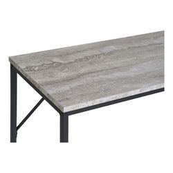 Travertine marble effect wooden console in grey, 110 x 26 x 80 cm | Vita