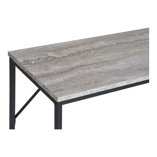 Travertine marble effect wooden console in grey, 110 x 26 x 80 cm | Vita