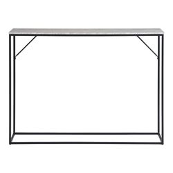 Travertine marble effect wooden console in grey, 110 x 26 x 80 cm | Vita