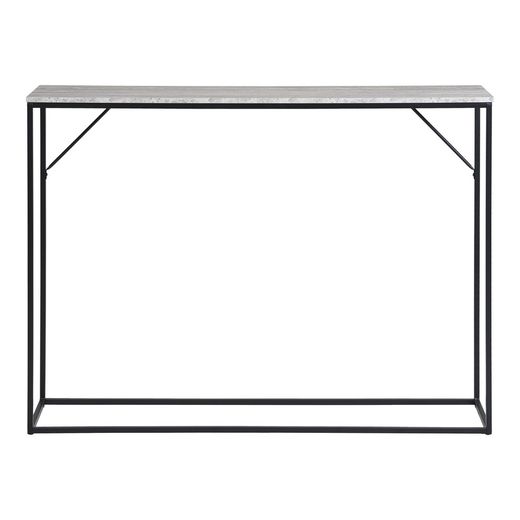 Travertine marble effect wooden console in grey, 110 x 26 x 80 cm | Vita