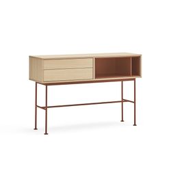 Consola de madera en color roble y teja, 120 x 35 x 80 cm | Yoko