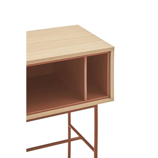 Wooden console table in oak and tile, 120 x 35 x 80 cm | Yoko