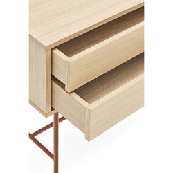 Wooden console table in oak and tile, 120 x 35 x 80 cm | Yoko