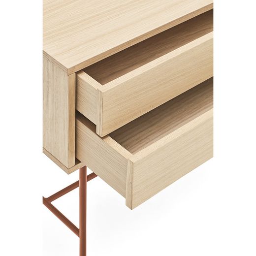 Wooden console table in oak and tile, 120 x 35 x 80 cm | Yoko