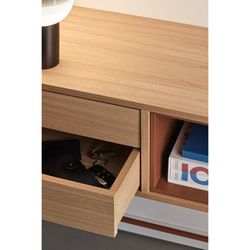 Wooden console table in oak and tile, 120 x 35 x 80 cm | Yoko