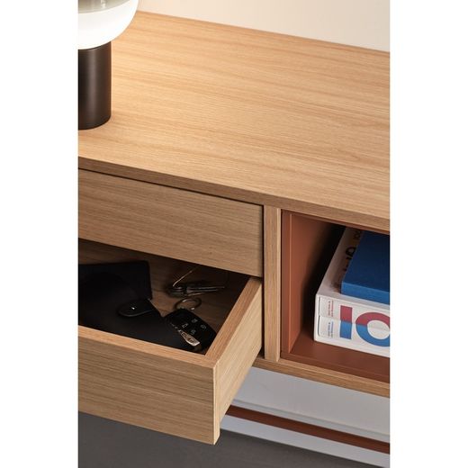 Wooden console table in oak and tile, 120 x 35 x 80 cm | Yoko