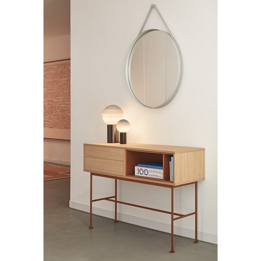 Wooden console table in oak and tile, 120 x 35 x 80 cm | Yoko