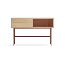 Consola de madera en color roble y teja, 120 x 35 x 80 cm | Yoko