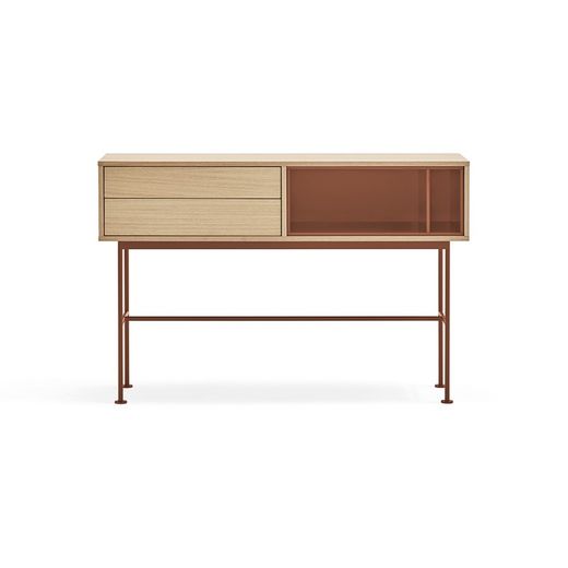 Wooden console table in oak and tile, 120 x 35 x 80 cm | Yoko