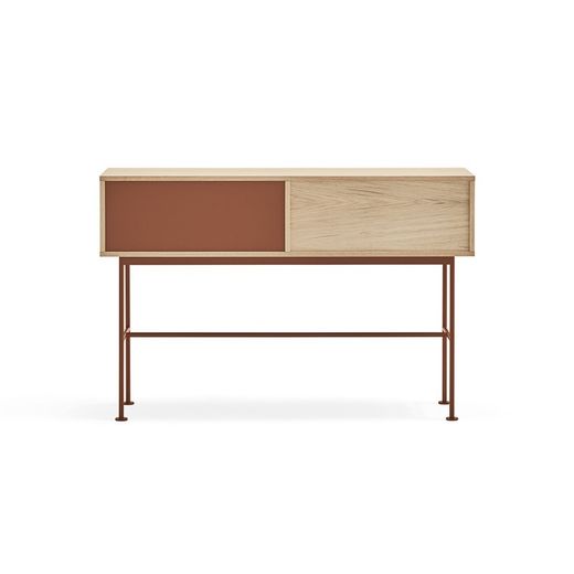 Wooden console table in oak and tile, 120 x 35 x 80 cm | Yoko