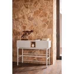 Cream wooden console table, 120 x 35 x 90 cm | Corvo