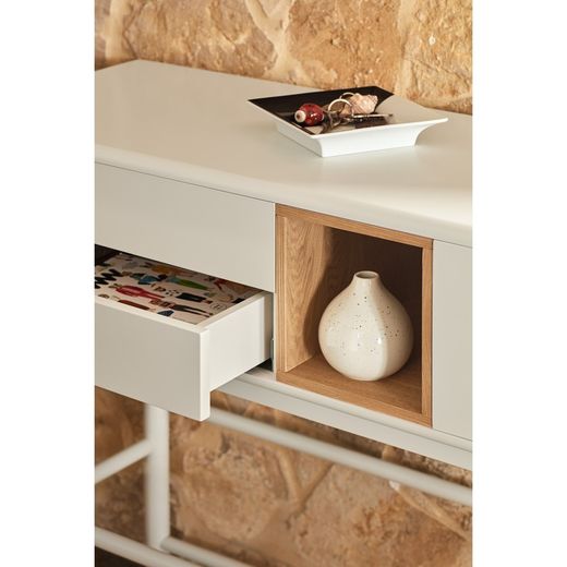 Cream wooden console table, 120 x 35 x 90 cm | Corvo
