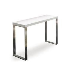 White lacquered wooden console and stainless steel legs120x40x76