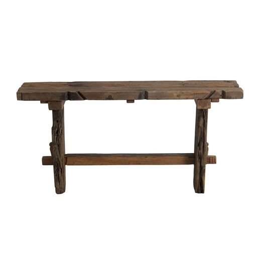 Konsola z naturalnego drewna z recyklingu, 150x35x75 cm