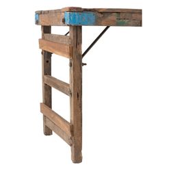 Consola de madeira reciclada natural, 152x58x70,5 cm