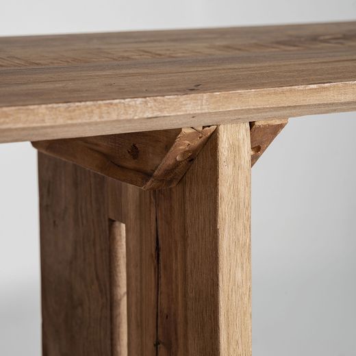 Consola de madera recuperada en marrón, 214 x 40 x 72 cm | Cotard