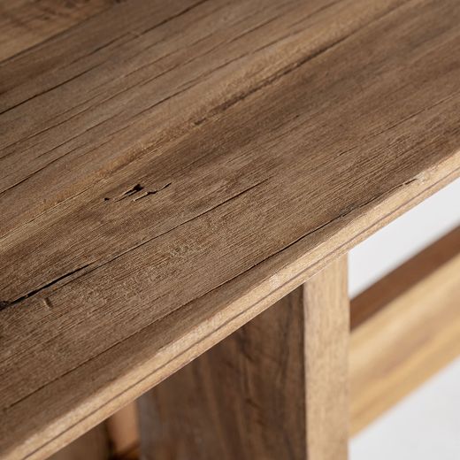 Consola de madera recuperada en marrón, 214 x 40 x 72 cm | Cotard