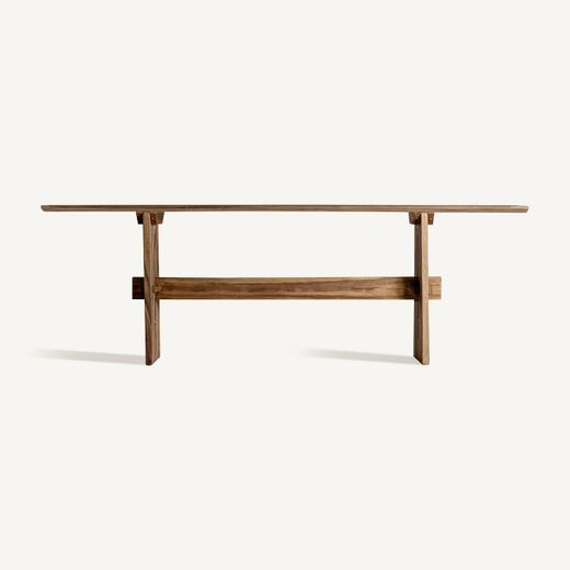 Consola de madera recuperada en marrón, 214 x 40 x 72 cm | Cotard