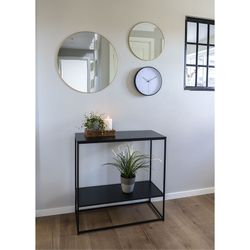 Console table made of wood and steel in black, 80 x 36 x 80 cm | Vita