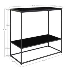 Console table made of wood and steel in black, 80 x 36 x 80 cm | Vita