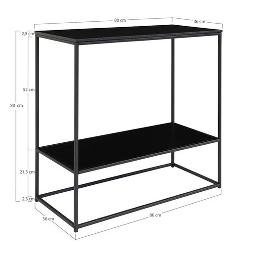 Console table made of wood and steel in black, 80 x 36 x 80 cm | Vita