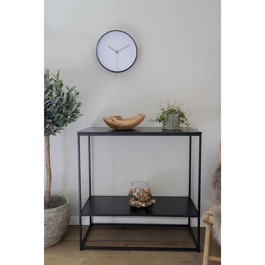 Console table made of wood and steel in black, 80 x 36 x 80 cm | Vita