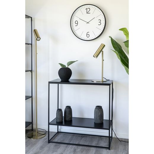 Console table made of wood and steel in black, 80 x 36 x 80 cm | Vita