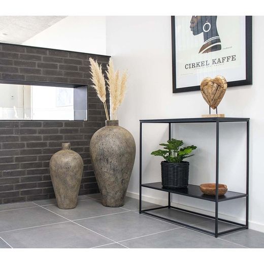 Console table made of wood and steel in black, 80 x 36 x 80 cm | Vita